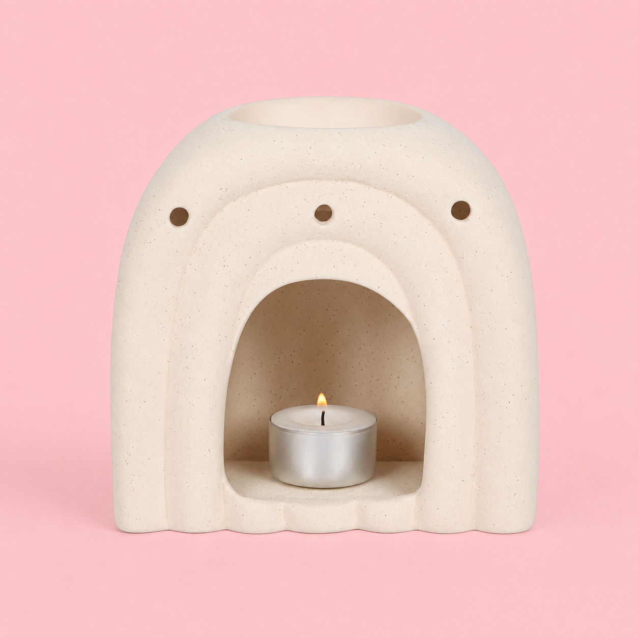 Cream Speckle Arch Tealight Wax Melt Warmer