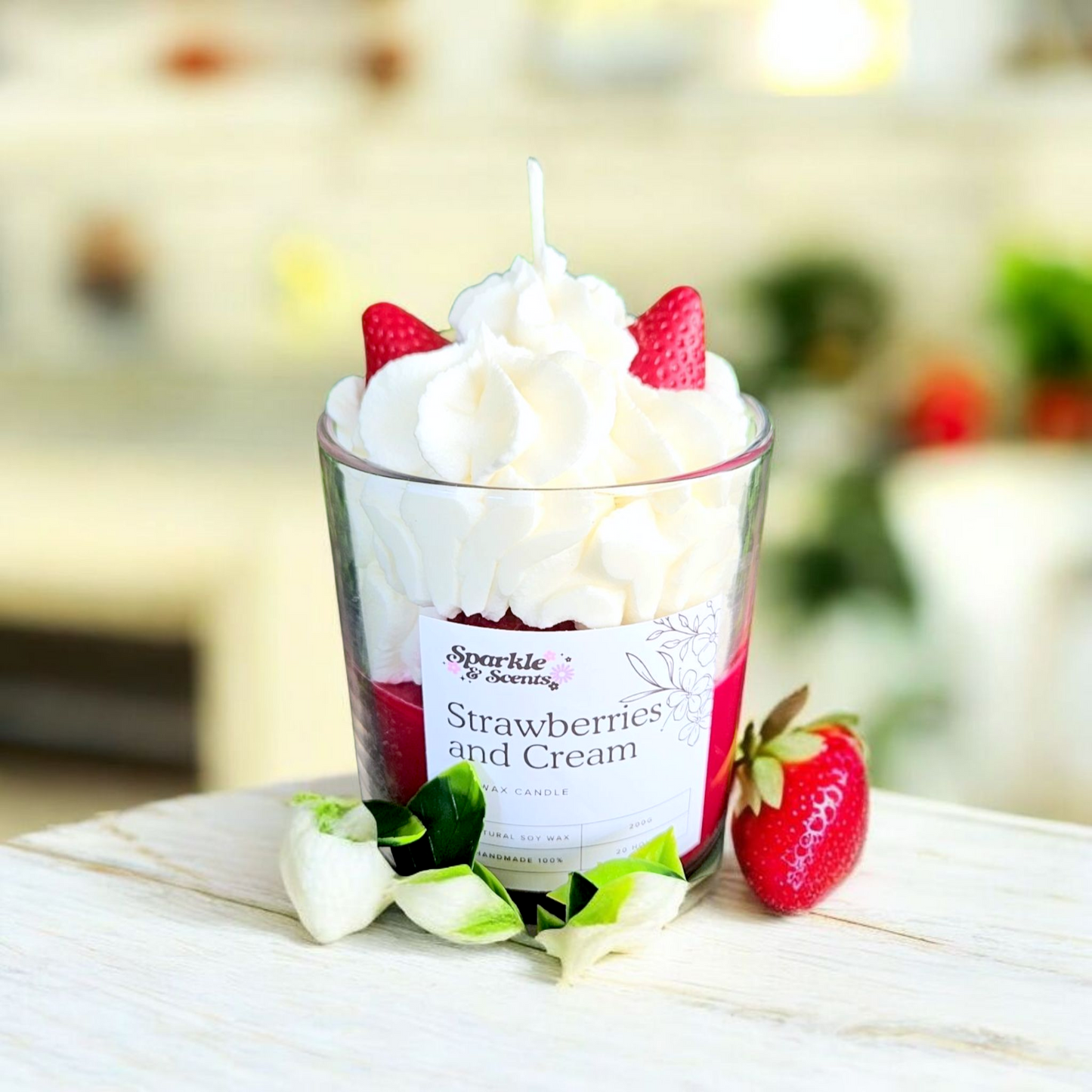 Strawberries and Cream Dessert Candle