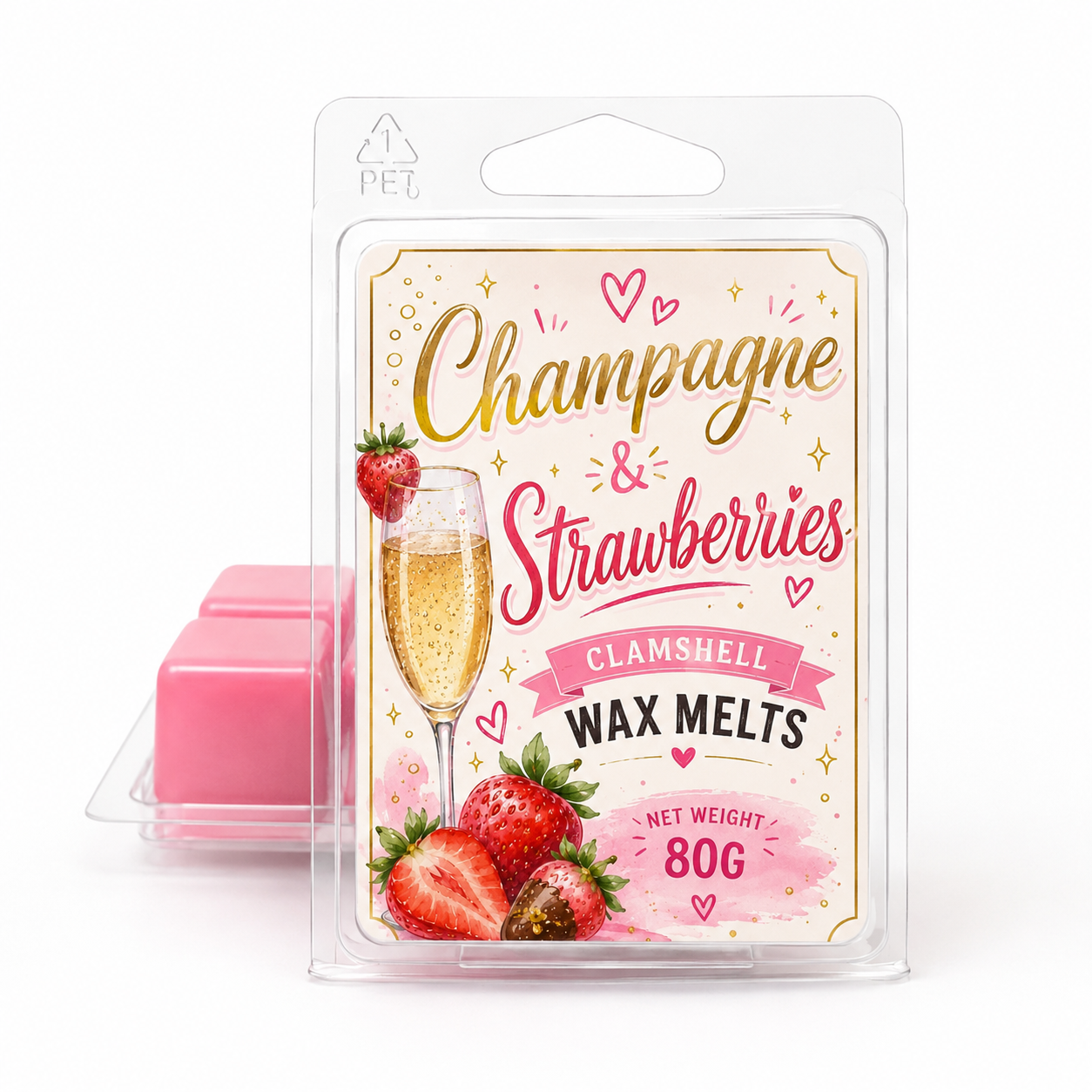 Champ & Strawberries Clamshell Soy Wax Melt