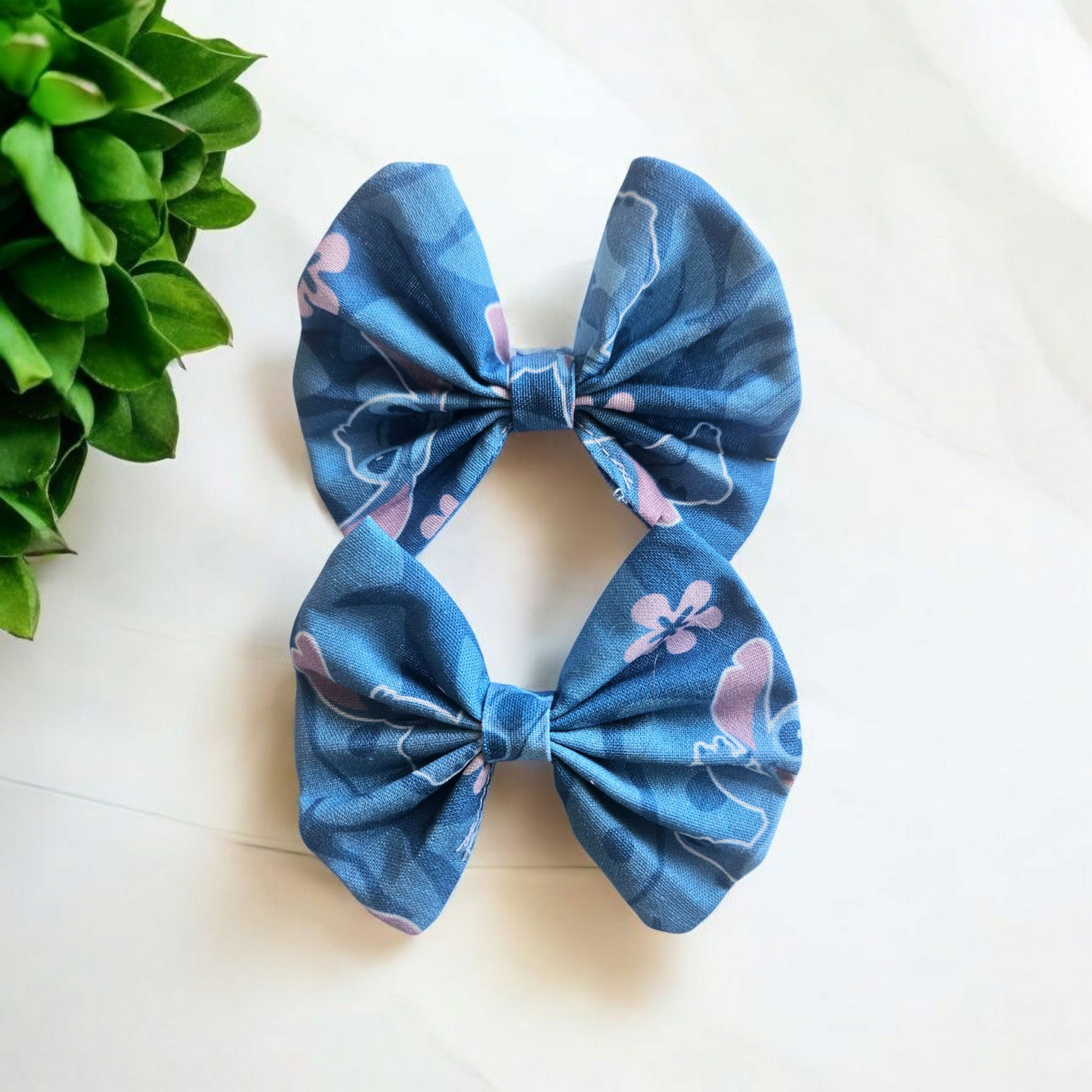 Stitch Pigtail Hair Bow Clips