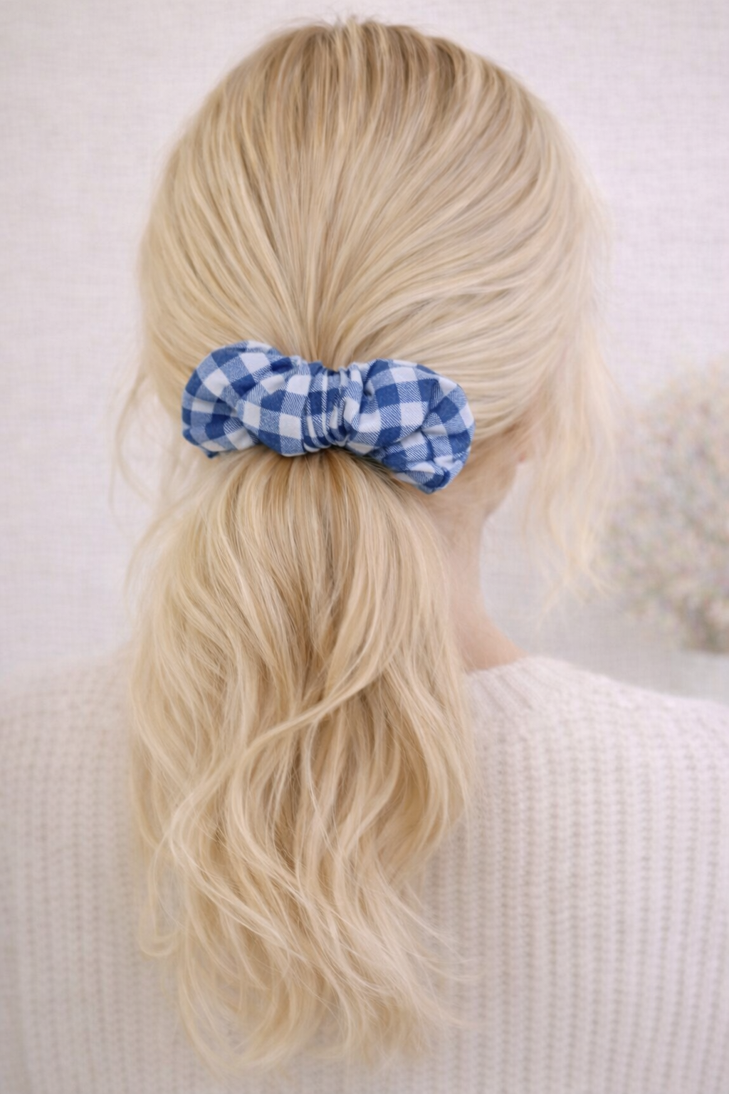 Blue Gingham Scrunchie