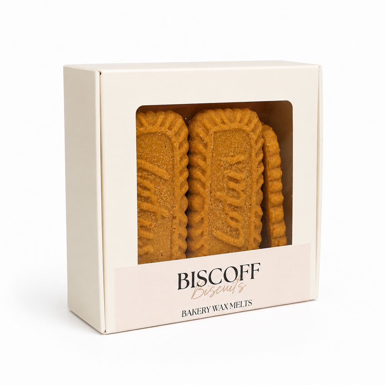 Biscoff Biscuit wax melts in a box with visible branding on a white background