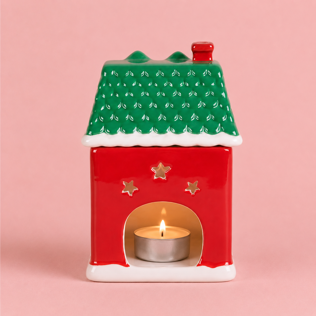 Red Christmas House Tealight Wax Melt Warmer