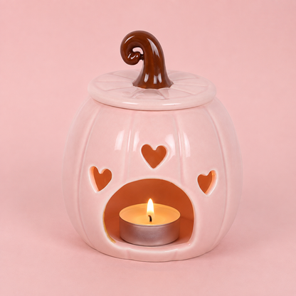 Pink Curly Pumpkin Tealight Wax Melt Warmer