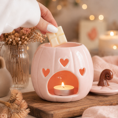 Pink Curly Pumpkin Tealight Wax Melt Warmer