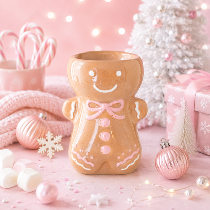 Pink Gingerbread Man Tealight Wax Melt Warmer