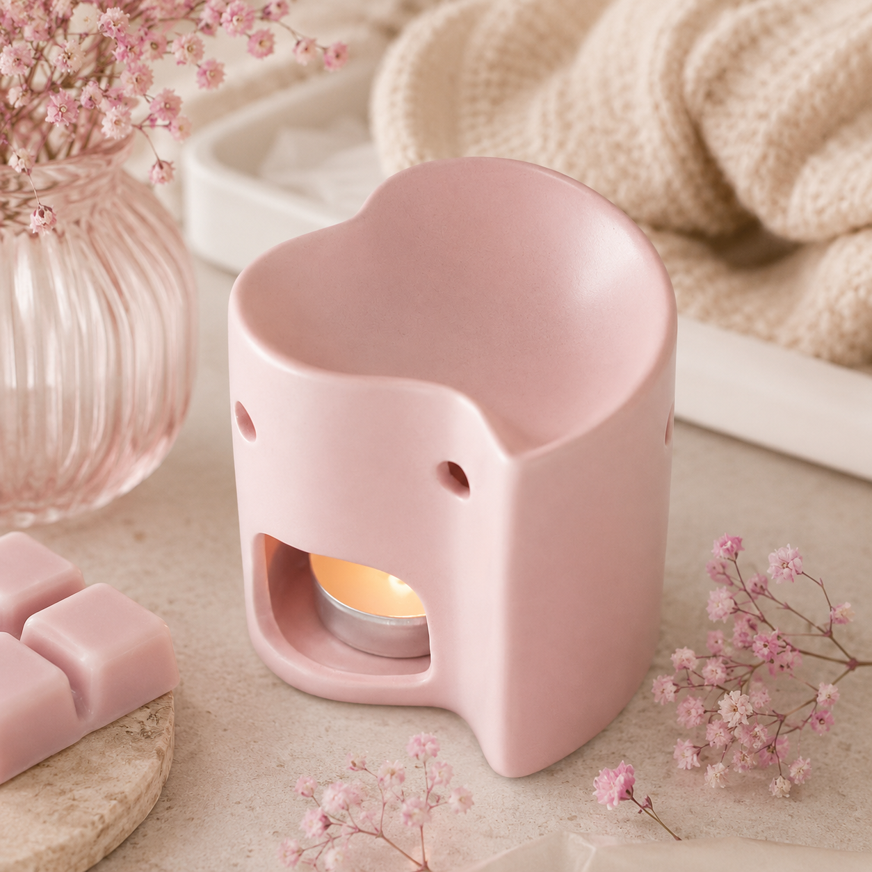 Pink Heart Tealight Wax Melt Warmer
