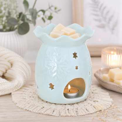 Iridescent Blue Snowflake Tealight Wax Melt Warmer