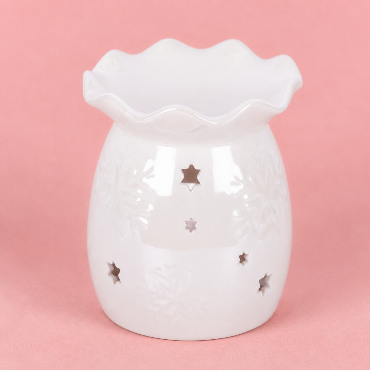 Iridescent White Snowflake Tealight Wax Melt Warmer