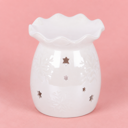 Iridescent White Snowflake Tealight Wax Melt Warmer