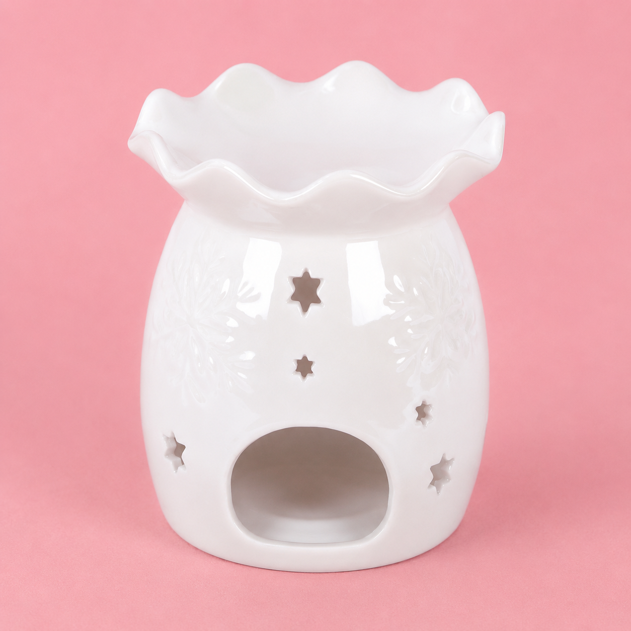 Iridescent White Snowflake Tealight Wax Melt Warmer