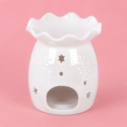 Iridescent White Snowflake Tealight Wax Melt Warmer
