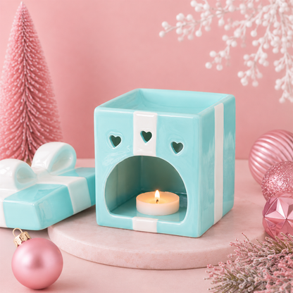 Blue Christmas Present Tealight Wax Melt Warmer