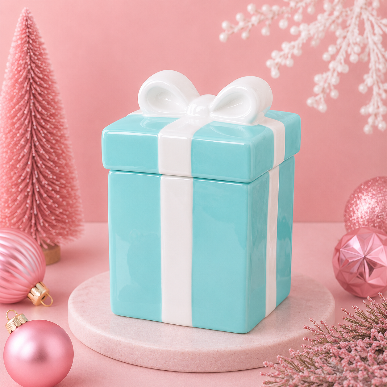 Blue Christmas Present Tealight Wax Melt Warmer