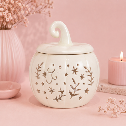 Cream Folk Pumpkin Tealight Wax Melt Warmer