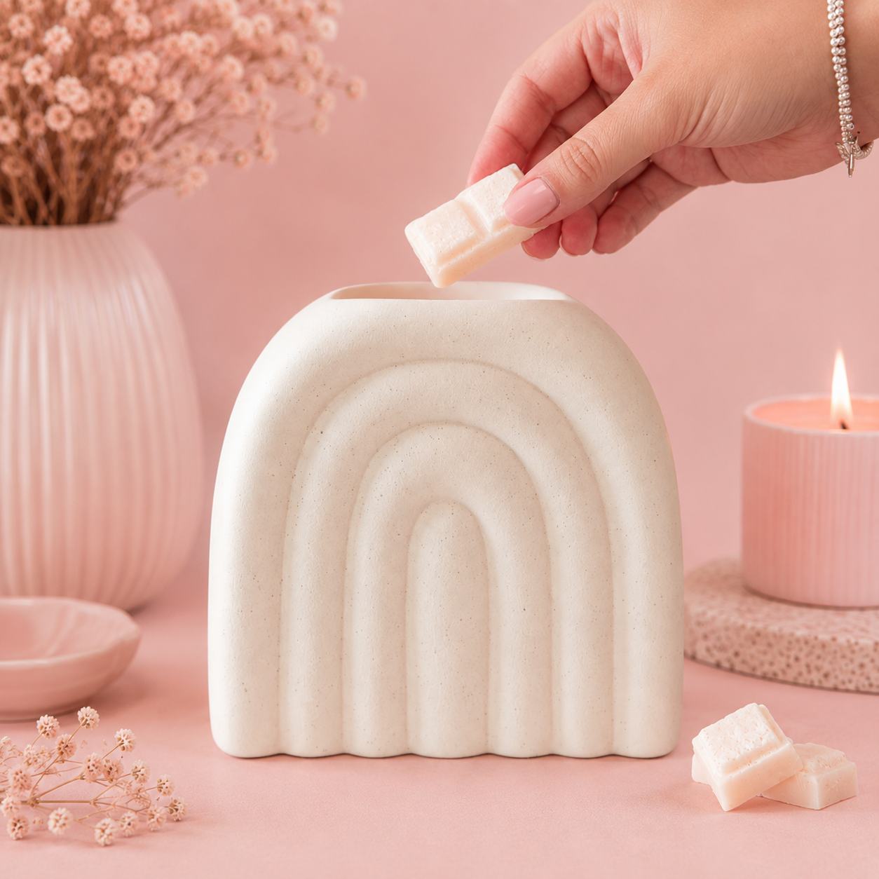 Cream Speckle Arch Tealight Wax Melt Warmer