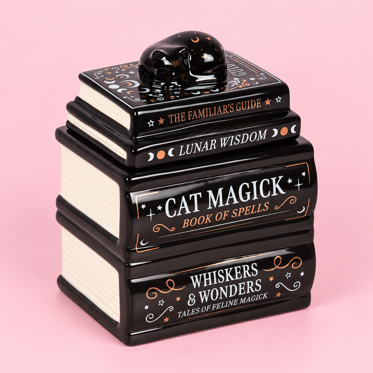 Black Cat Book Stack Tealight Wax Melt Warmer