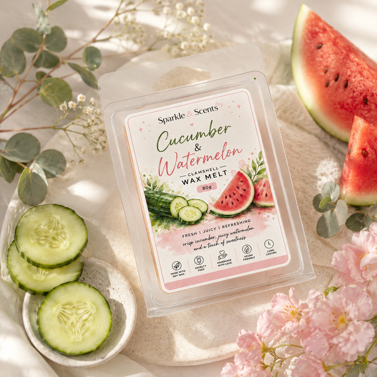 Cucumber & Watermelon Clamshell Wax Melt