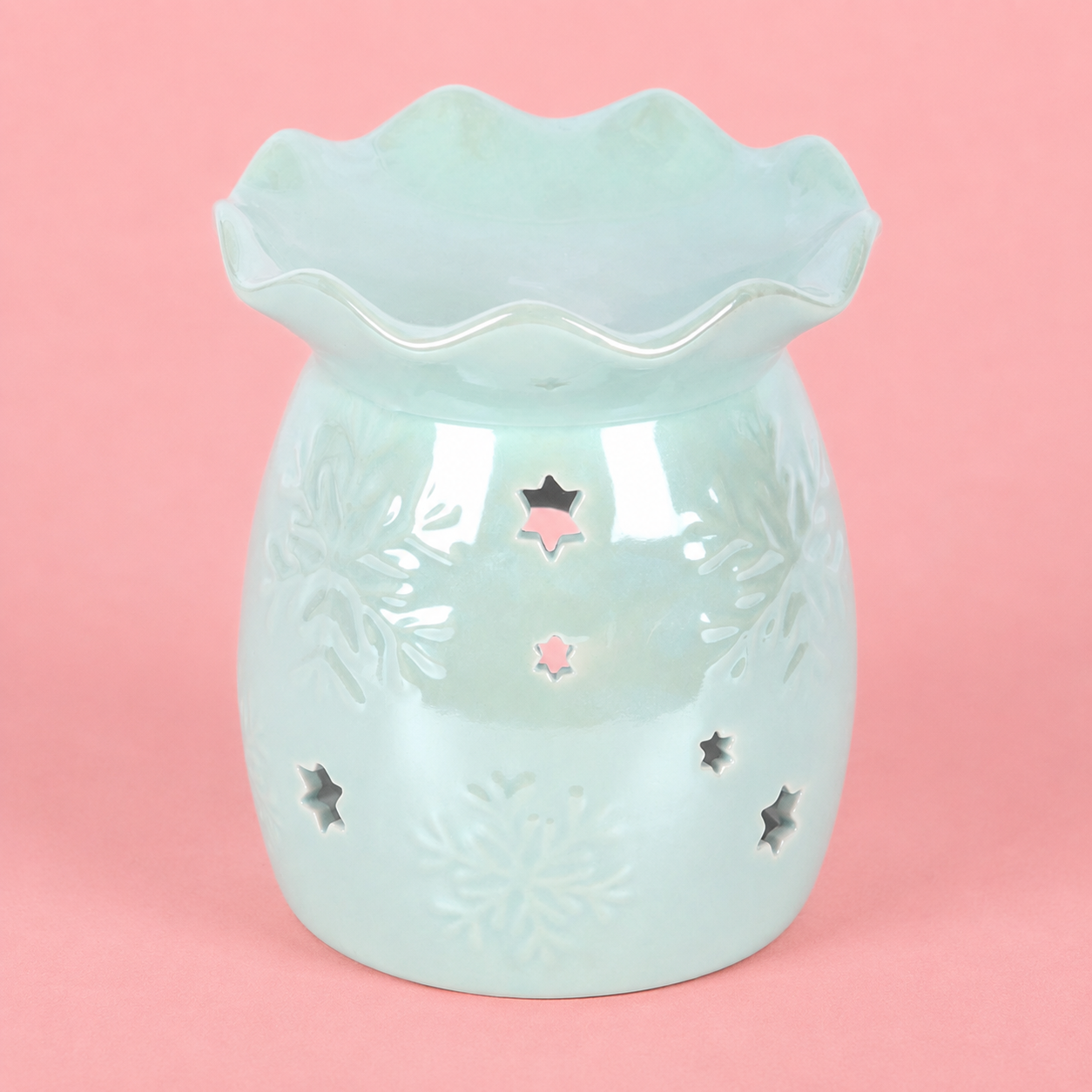 Iridescent Blue Snowflake Tealight Wax Melt Warmer