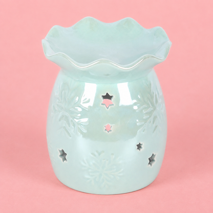 Iridescent Blue Snowflake Tealight Wax Melt Warmer