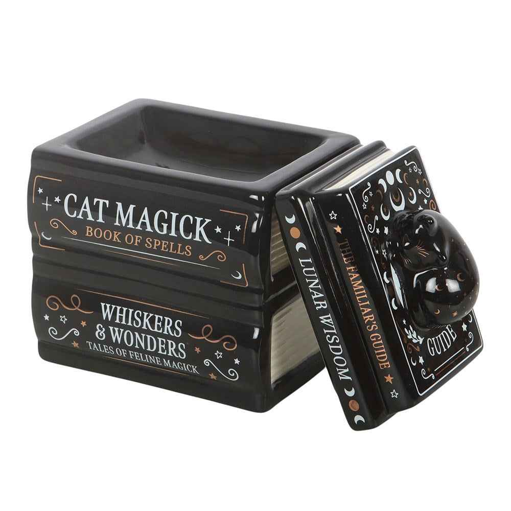 Black Cat Book Stack Tealight Wax Melt Warmer