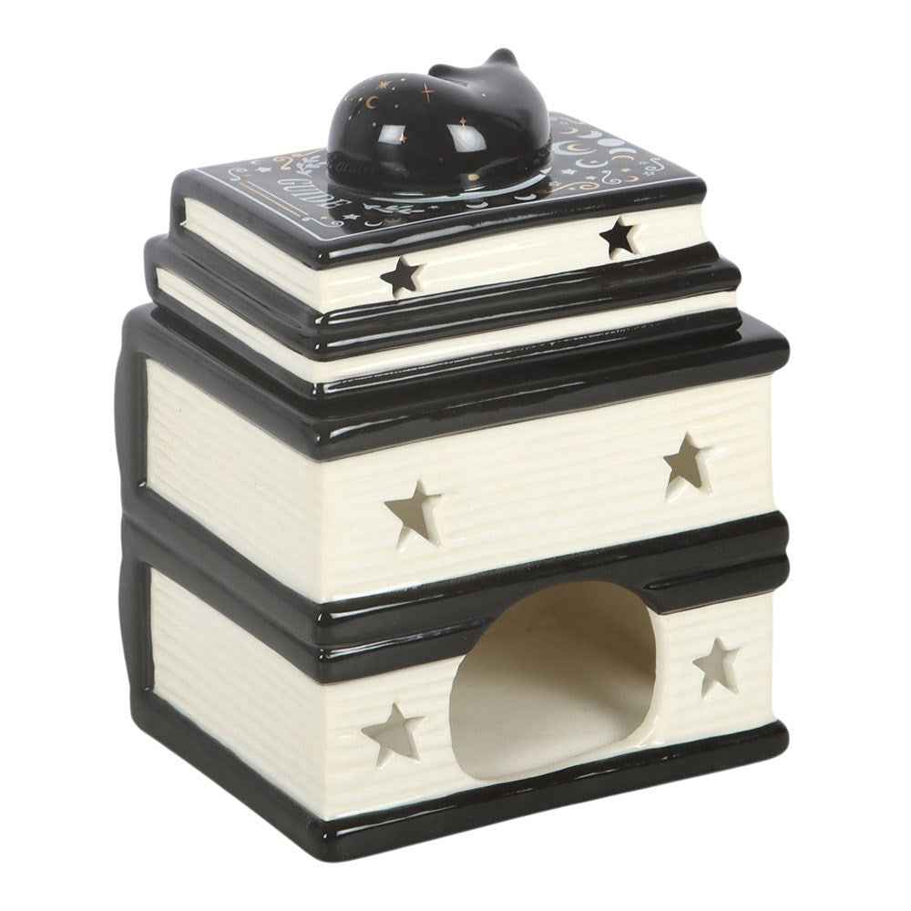 Black Cat Book Stack Tealight Wax Melt Warmer