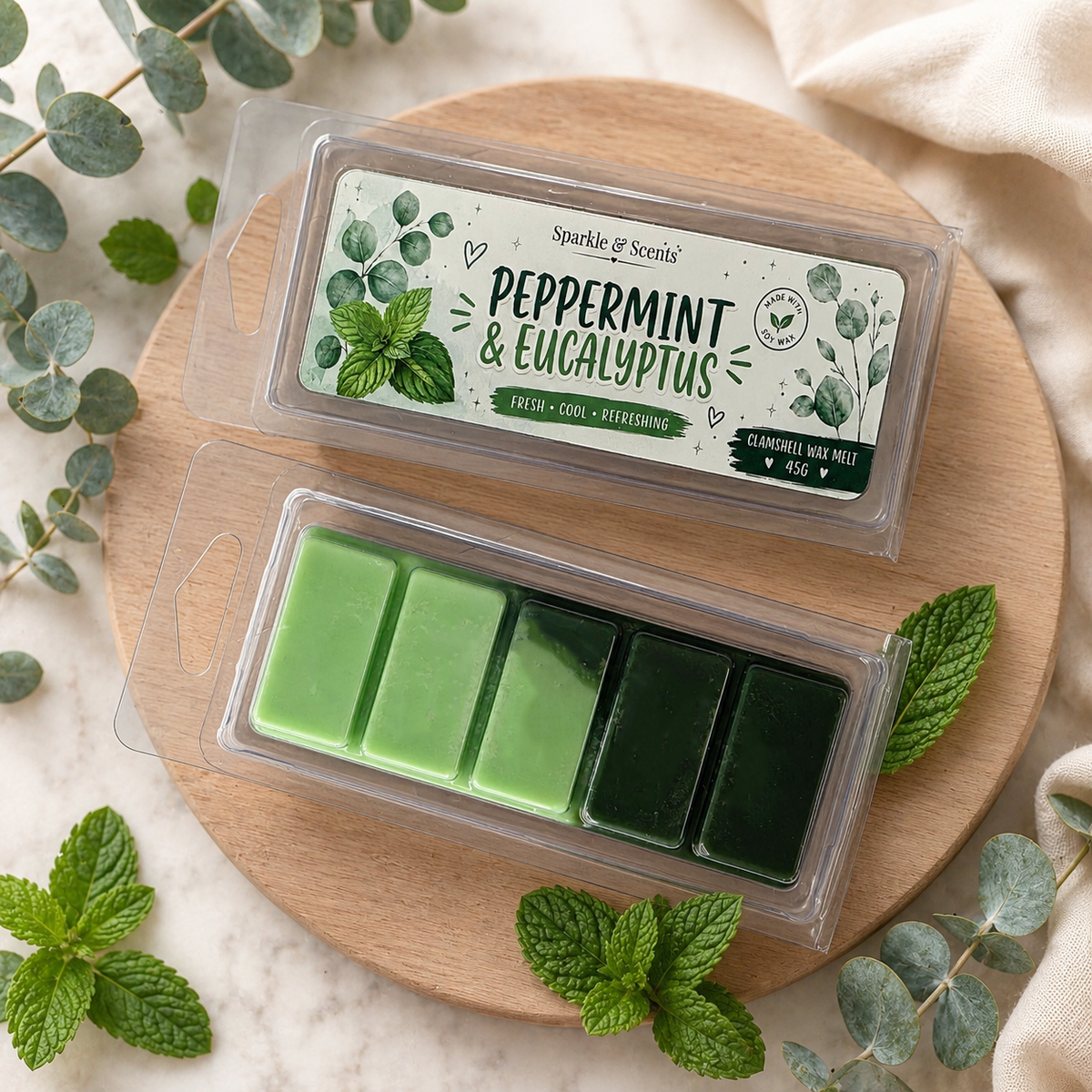 Peppermint & Eucalyptus Clamshell Wax Melt