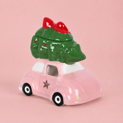 Pink Car with Christmas Tree Tealight Wax Melt Warmer
