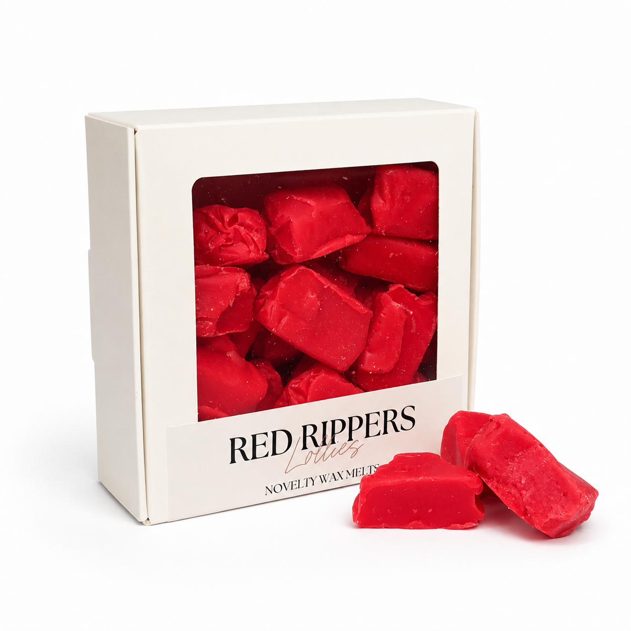 Red Rippers novelty wax melts in a white box on a white background