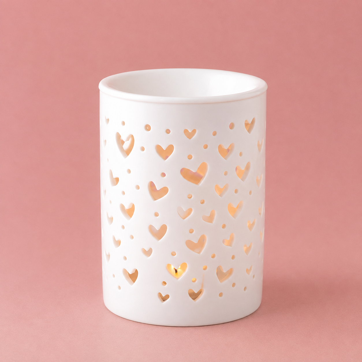 White Heart Cut Out Tealight Wax Warmer