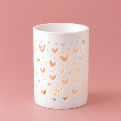 White Heart Cut Out Tealight Wax Warmer