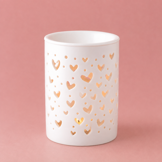 White Heart Cut Out Tealight Wax Warmer