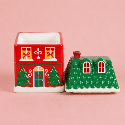 Red Christmas House Tealight Wax Melt Warmer