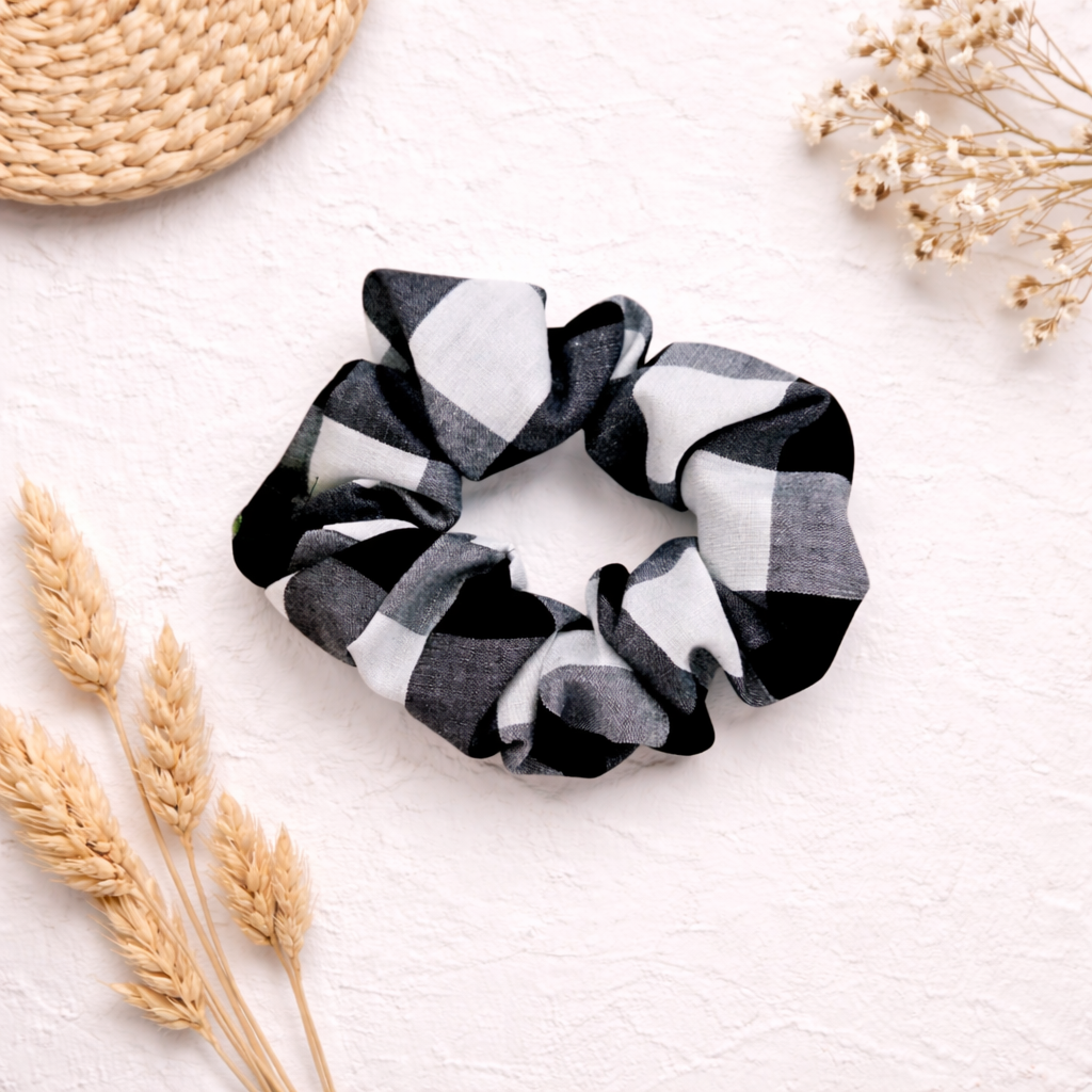Black Gingham Scrunchie