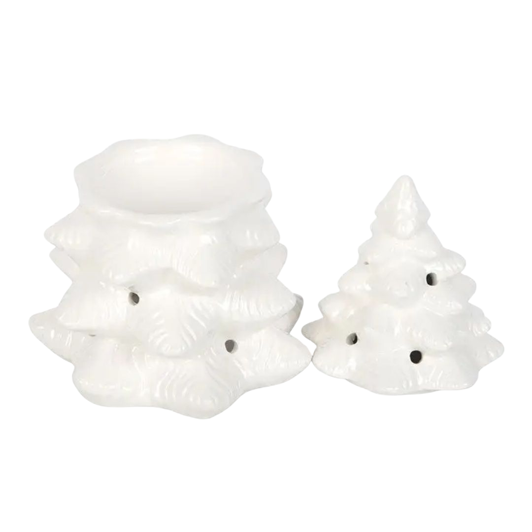 White Winter Fir Tree Tealight Melt Burner