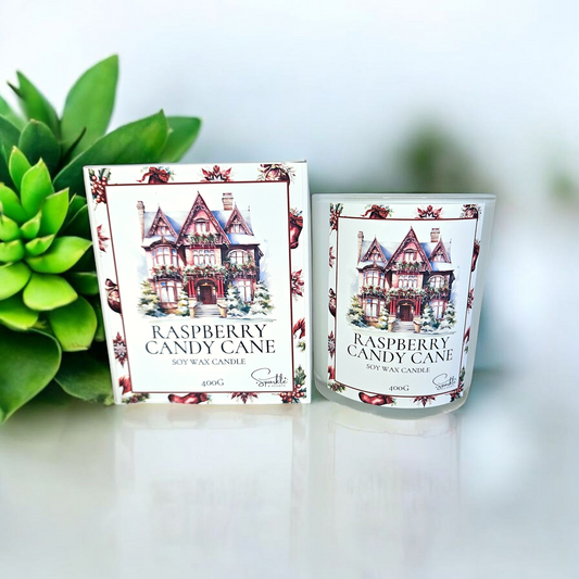 Raspberry Candy Cane Soy Candle