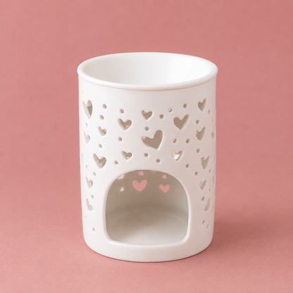 White Heart Cut Out Tealight Wax Warmer