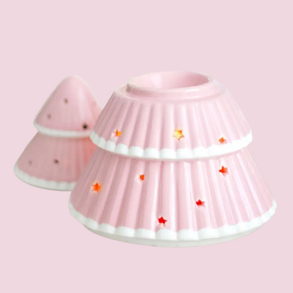 Pink Christmas Tree Tealight Wax Melt Warmer