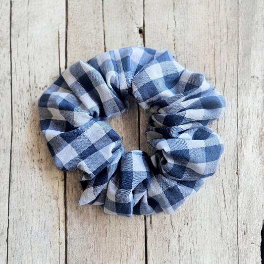 Blue Gingham Scrunchie