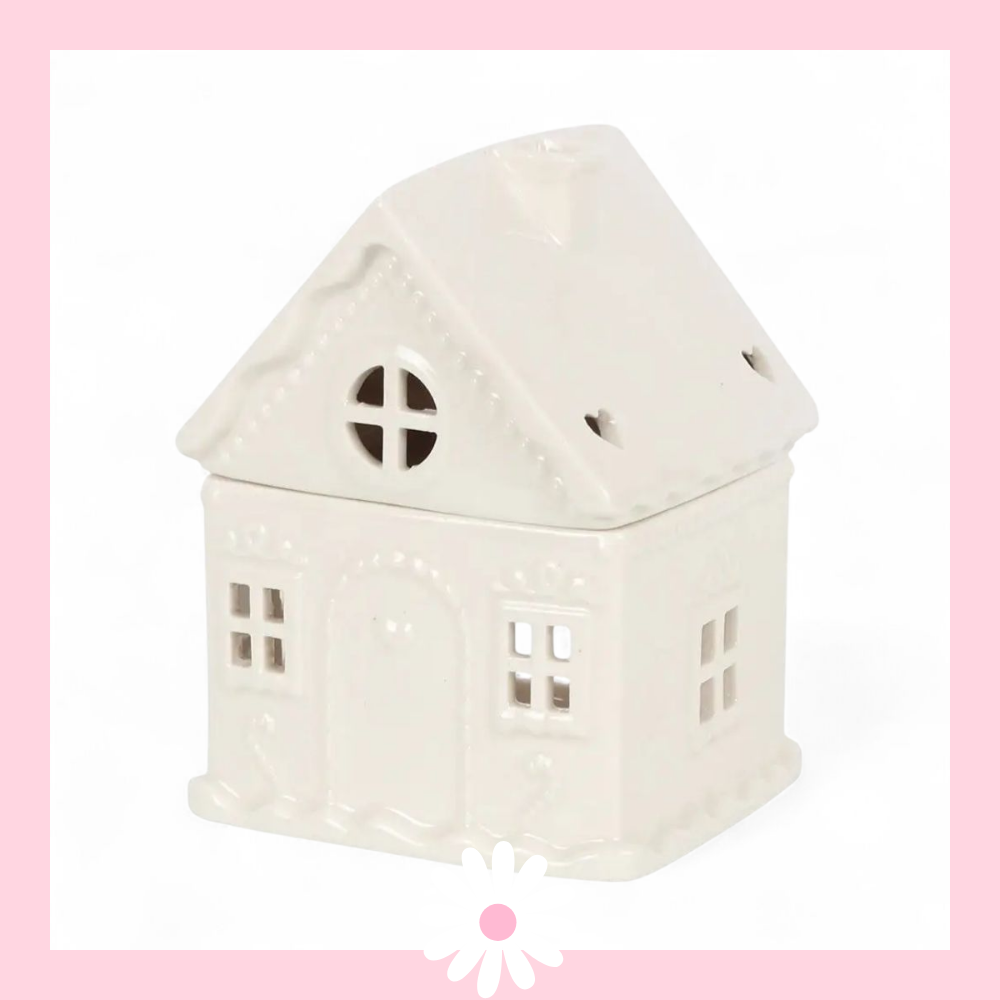 White Gingerbread House Tealight Melt Burner