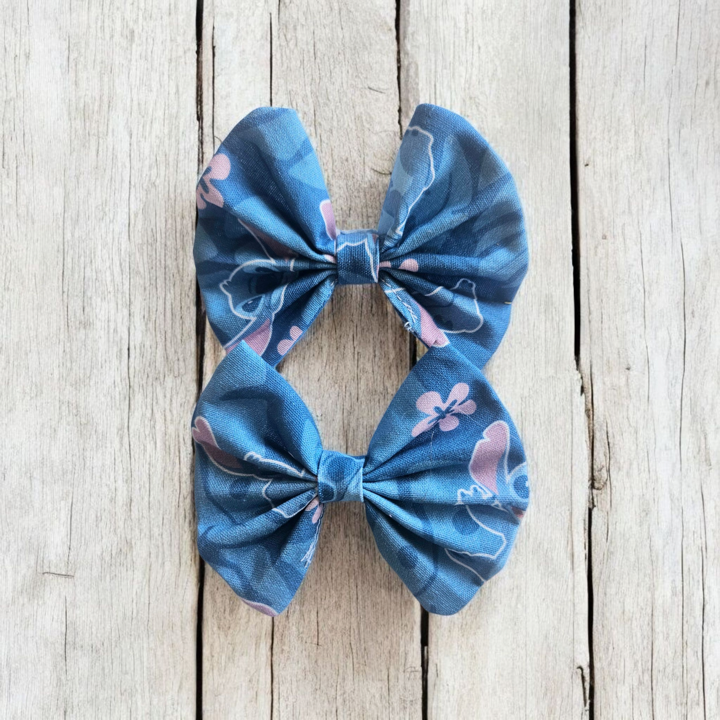 Stitch Pigtail Hair Bow Clips