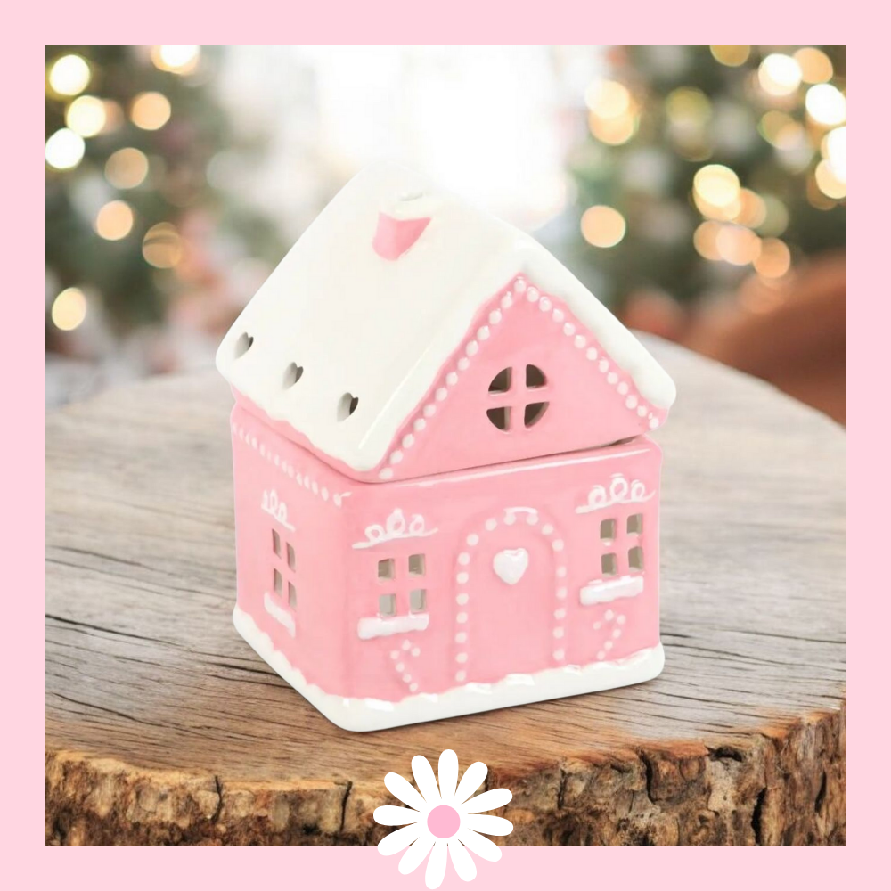 Pink Gingerbread House Tealight Melt Warmer
