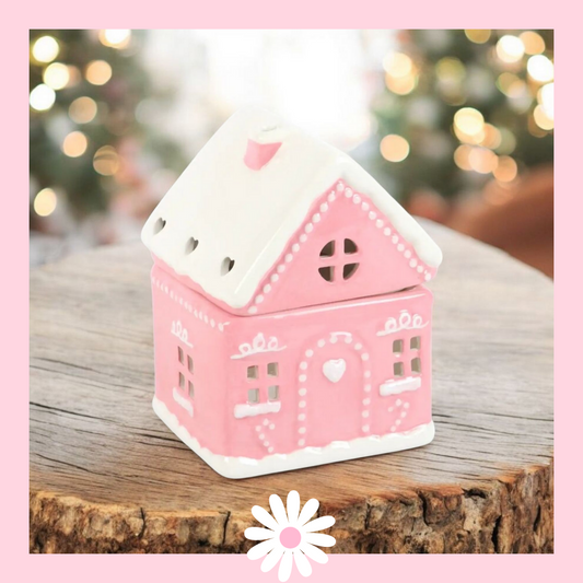 Pink Gingerbread House Tealight Melt Warmer