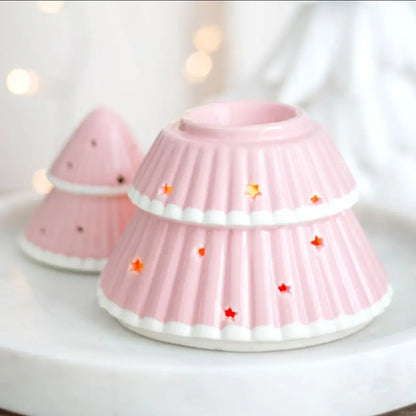 Pink Christmas Tree Tealight Wax Melt Warmer