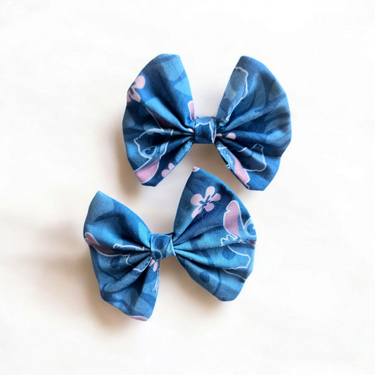 Stitch Pigtail Hair Bow Clips