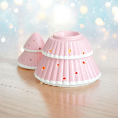 Pink Christmas Tree Tealight Wax Melt Warmer