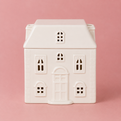 White Christmas House Ceramic Tealight Wax Warmer