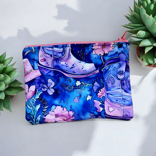 Cowgirl boots purple pouch with zipper