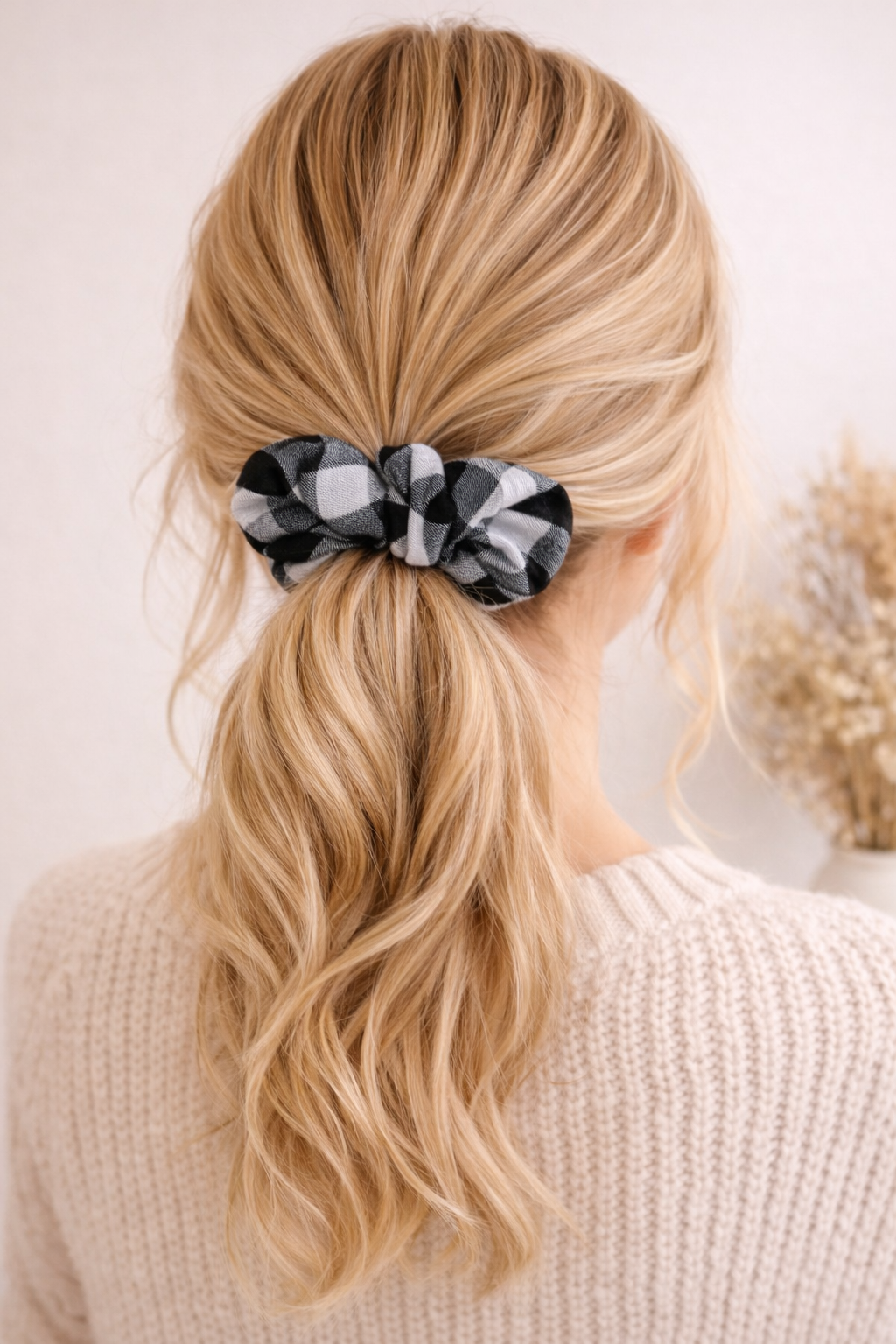 Black Gingham Scrunchie