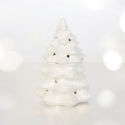 White Winter Fir Tree Tealight Wax Melt Warmer